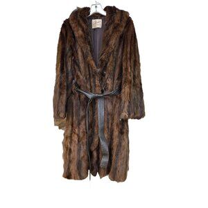 Vintage Brown Fur Coat with Belt - Unbranded